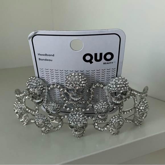 QUO Skull Crystal Silver Headband Hair Accessories BRAND NEW Adult One Size - Picture 5 of 16